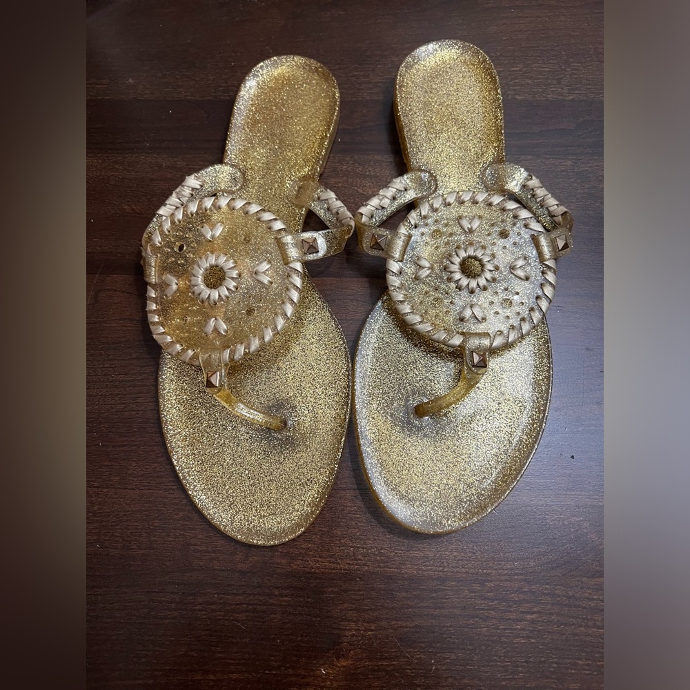 Lilly Pulitzer Jelly Sandals, Gold, Size 10. Good used condition.